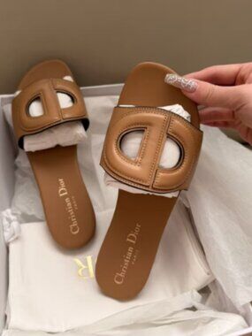 Dior Brown Leather Slides